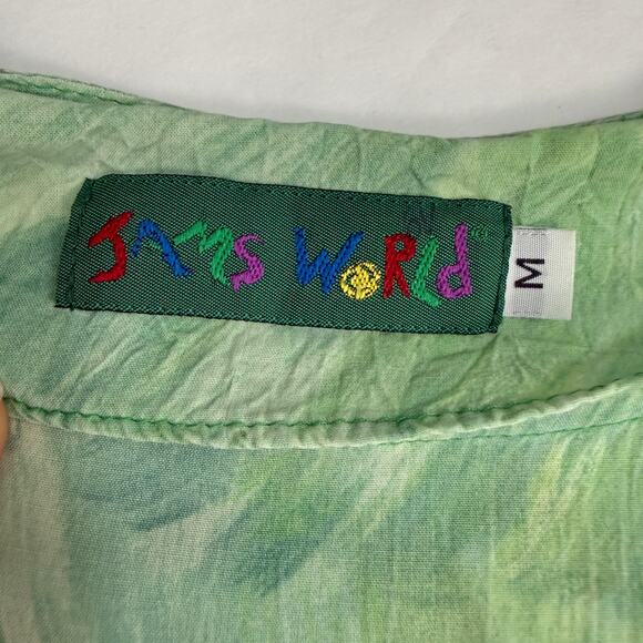 VTG Jams World Womens Mini Dress M Green Colorful Floral Ruffle Hawaiian Beach - Picture 3 of 13
